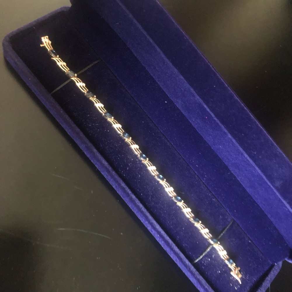 14k Gold Sapphire & Diamond Bracelet - 2ct Marquise Sapphires .55ct Diamonds